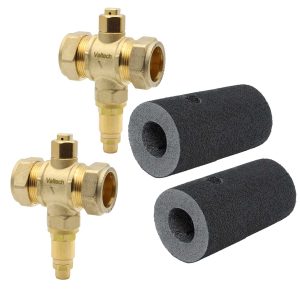 2 x Heat Pump Anti-freeze Valve 28mm x 28mm Compression and 2 x Insulation Jackets
