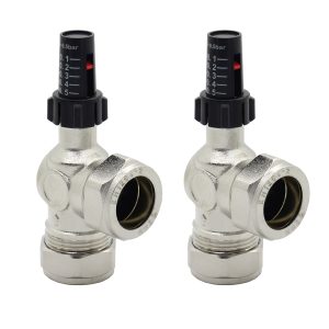 2 x Automatic By-Pass Differential Valve Angled 22mm (Twin pack)