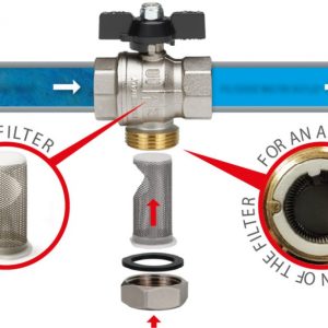 Tesla Eko Filtro Ball Valve and Strainer integrated filter.