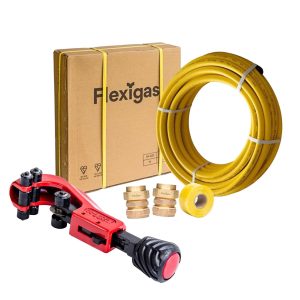 Flexigas Contractor Kit - 28mm x 15m Coil with 2 x Copper Compression Fittings - CK28-15M-CC