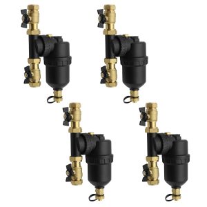 4 x Magnetic Filter for Central Heating Systems 22mm with Isolation Valves (Four Pack)